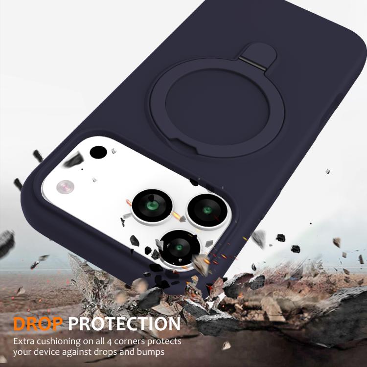 For iPhone 17 Pro Liquid Silicone MagSafe Magnetic Phone Case with Ring Holder