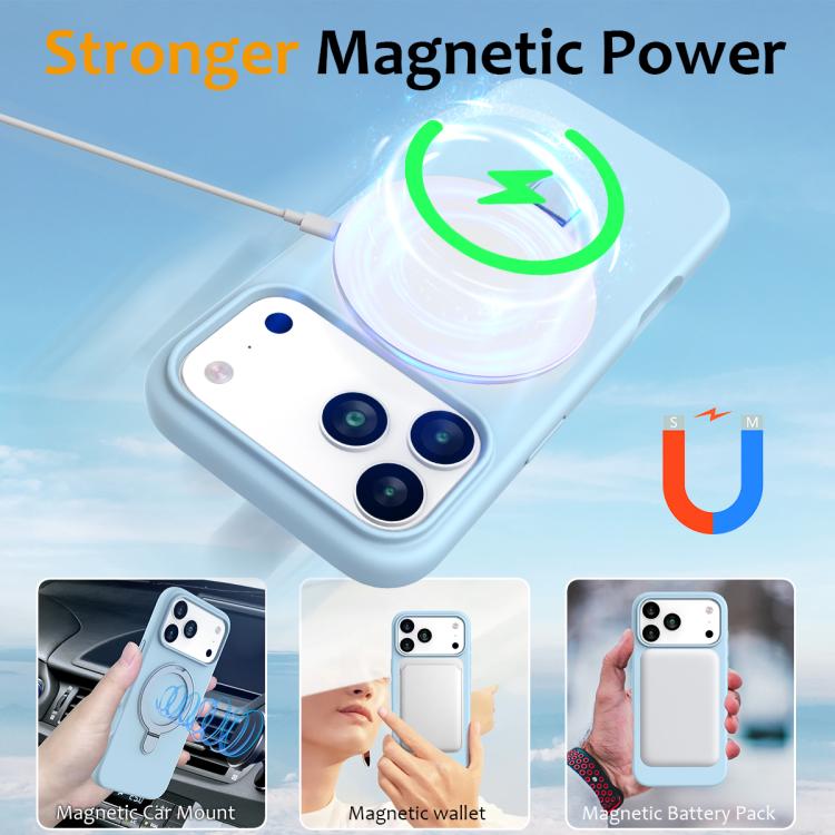 For iPhone 17 Pro Liquid Silicone MagSafe Magnetic Phone Case with Ring Holder