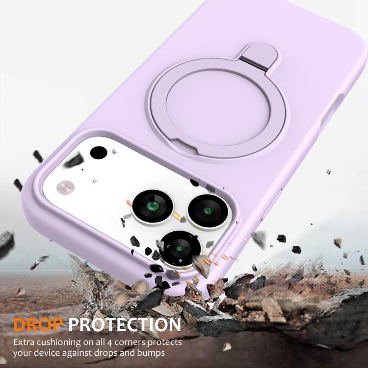 For iPhone 17 Pro Liquid Silicone MagSafe Magnetic Phone Case with Ring Holder