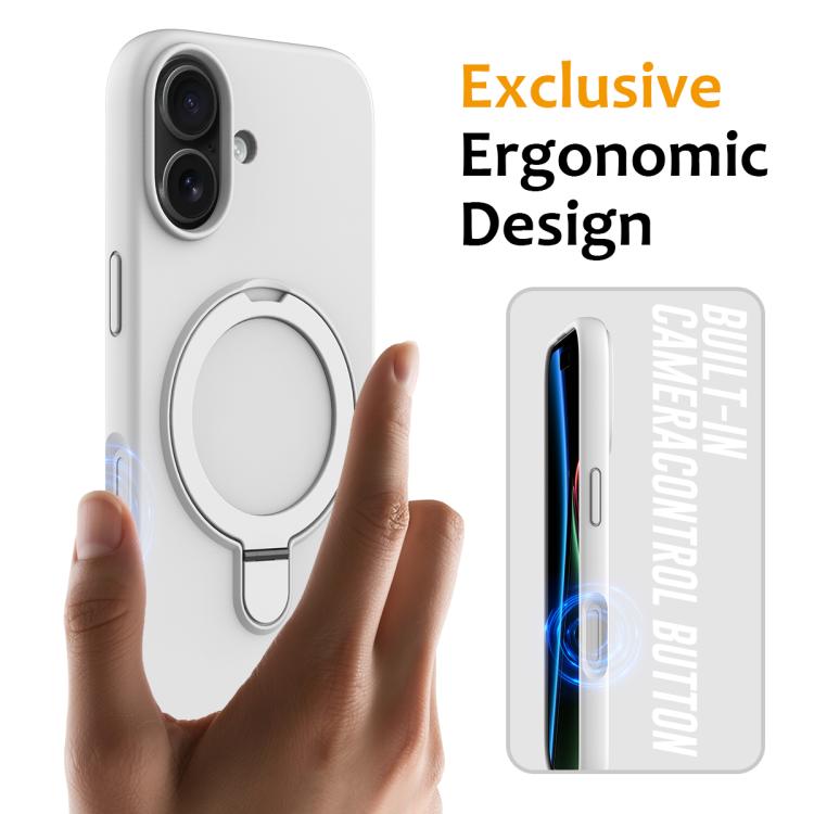 For iPhone 17 Liquid Silicone MagSafe Magnetic Phone Case with Ring Holder