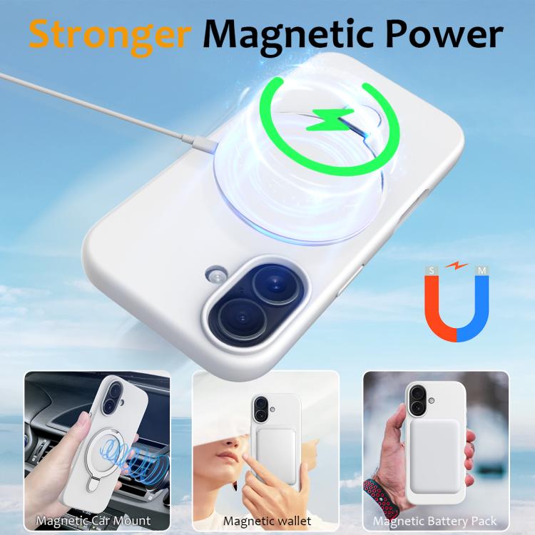 For iPhone 17 Liquid Silicone MagSafe Magnetic Phone Case with Ring Holder