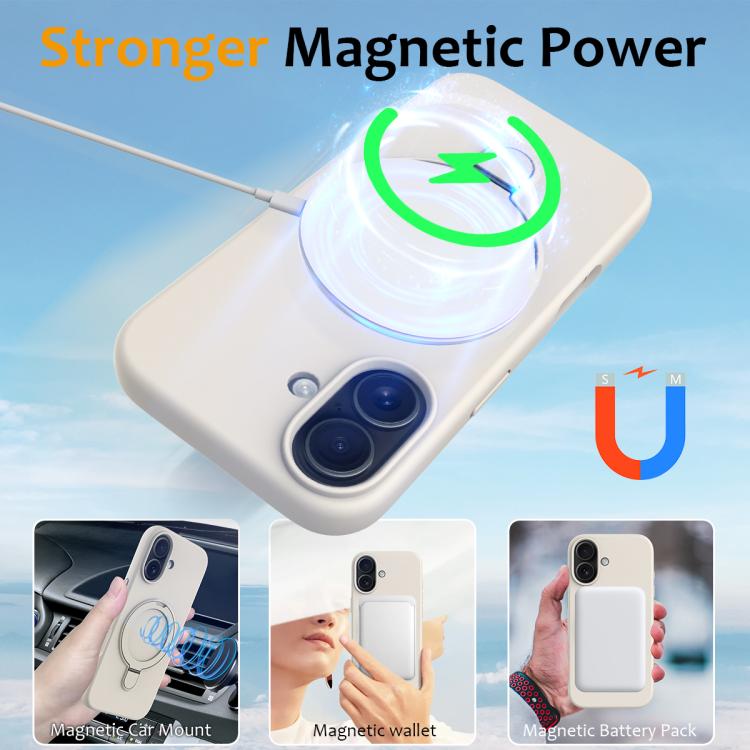For iPhone 17 Liquid Silicone MagSafe Magnetic Phone Case with Ring Holder