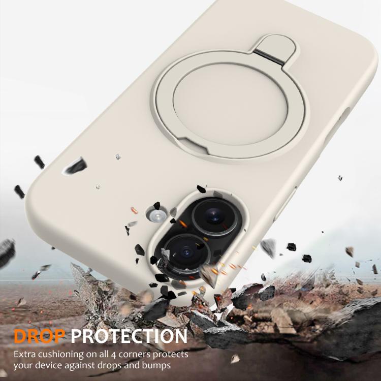For iPhone 17 Liquid Silicone MagSafe Magnetic Phone Case with Ring Holder