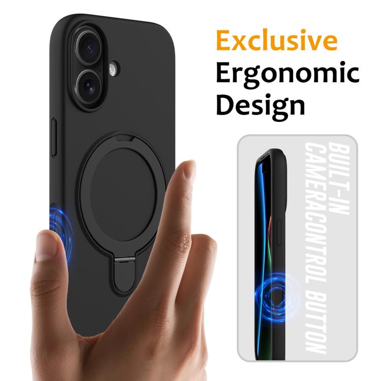 For iPhone 17 Liquid Silicone MagSafe Magnetic Phone Case with Ring Holder