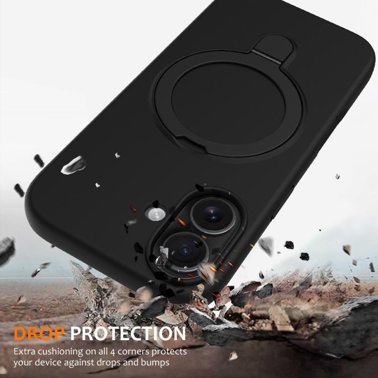 For iPhone 17 Liquid Silicone MagSafe Magnetic Phone Case with Ring Holder