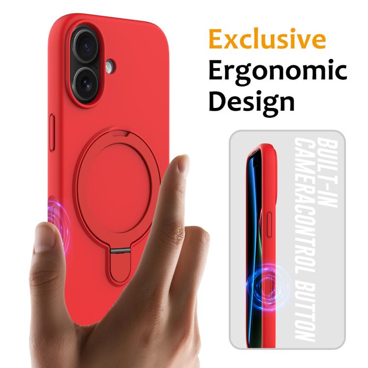 For iPhone 17 Liquid Silicone MagSafe Magnetic Phone Case with Ring Holder