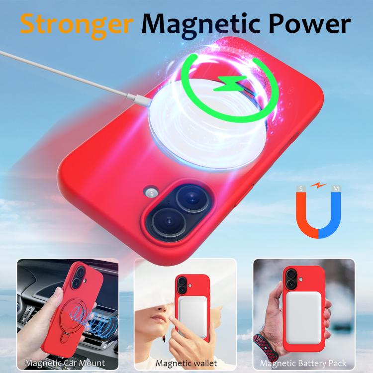 For iPhone 17 Liquid Silicone MagSafe Magnetic Phone Case with Ring Holder