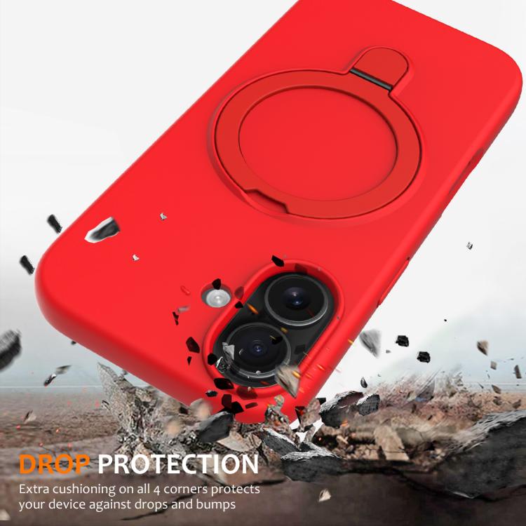 For iPhone 17 Liquid Silicone MagSafe Magnetic Phone Case with Ring Holder