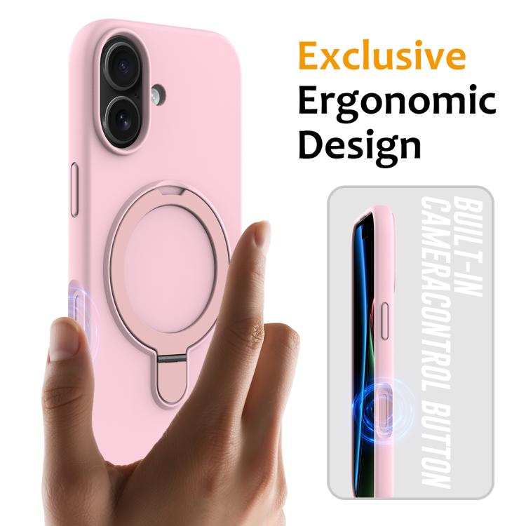 For iPhone 17 Liquid Silicone MagSafe Magnetic Phone Case with Ring Holder