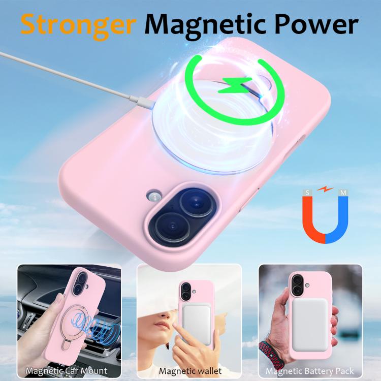 For iPhone 17 Liquid Silicone MagSafe Magnetic Phone Case with Ring Holder
