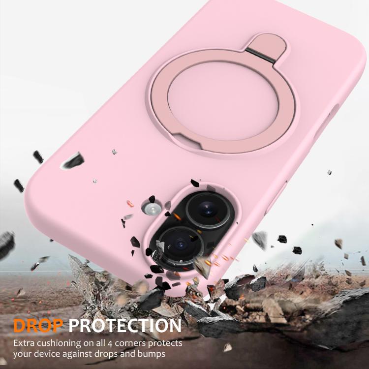 For iPhone 17 Liquid Silicone MagSafe Magnetic Phone Case with Ring Holder