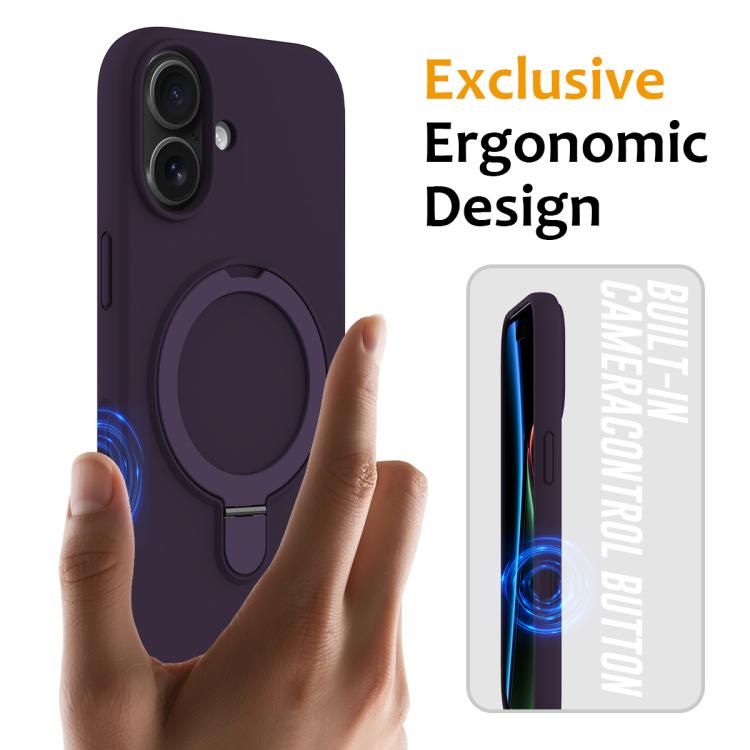 For iPhone 17 Liquid Silicone MagSafe Magnetic Phone Case with Ring Holder