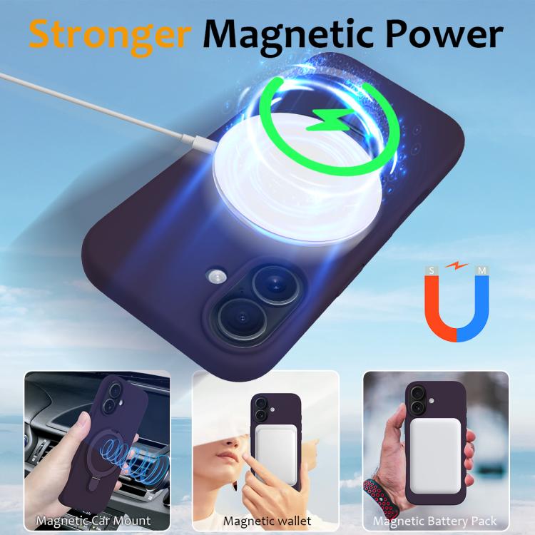 For iPhone 17 Liquid Silicone MagSafe Magnetic Phone Case with Ring Holder