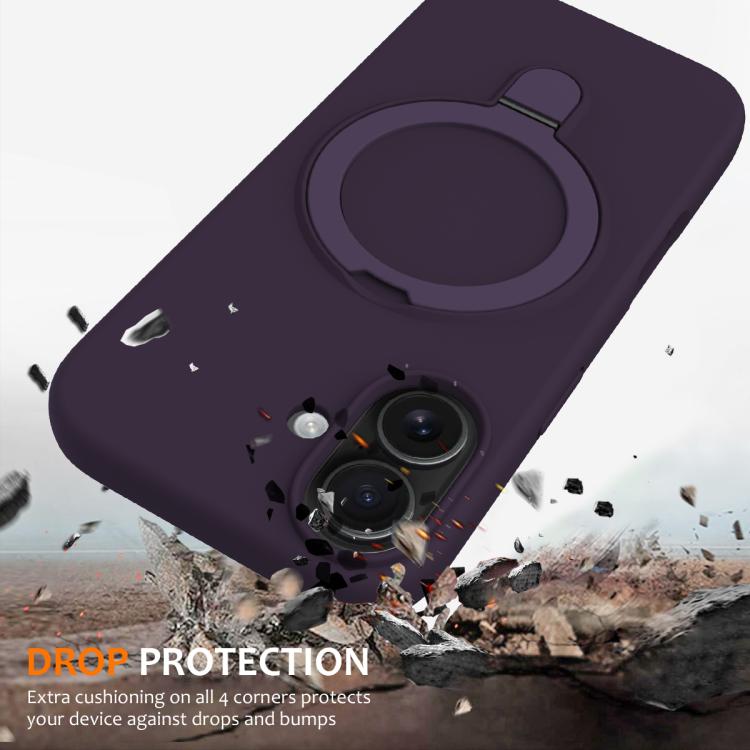 For iPhone 17 Liquid Silicone MagSafe Magnetic Phone Case with Ring Holder