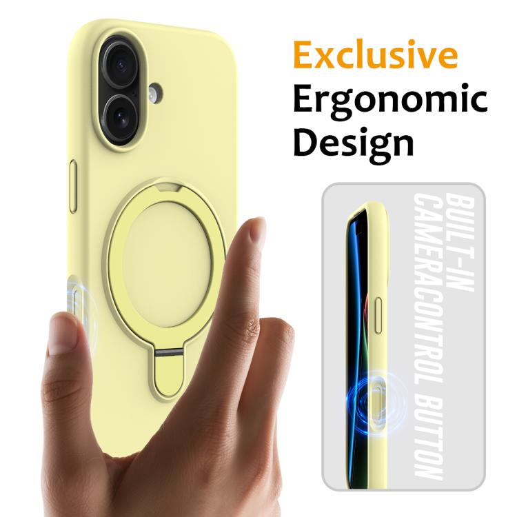 For iPhone 17 Liquid Silicone MagSafe Magnetic Phone Case with Ring Holder