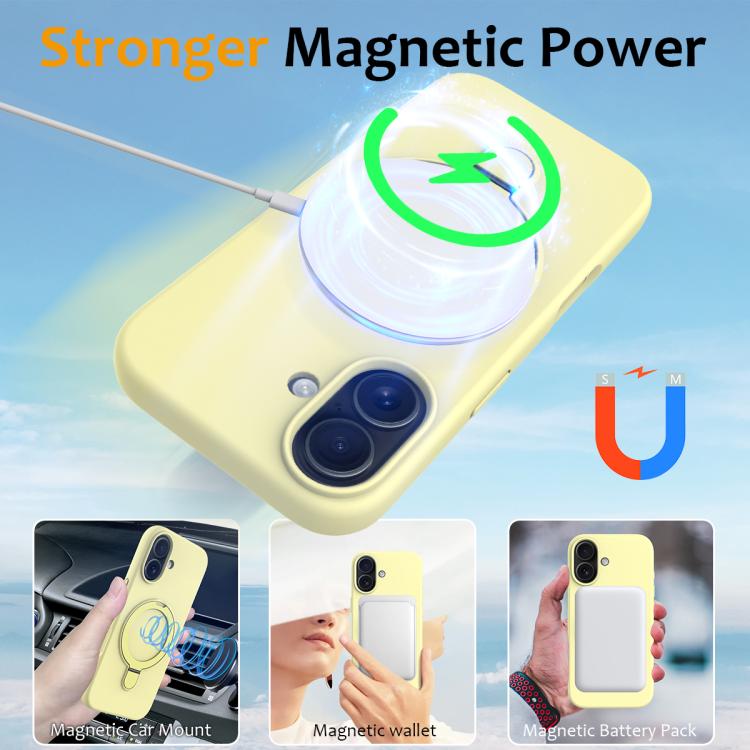 For iPhone 17 Liquid Silicone MagSafe Magnetic Phone Case with Ring Holder