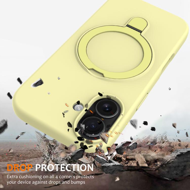 For iPhone 17 Liquid Silicone MagSafe Magnetic Phone Case with Ring Holder