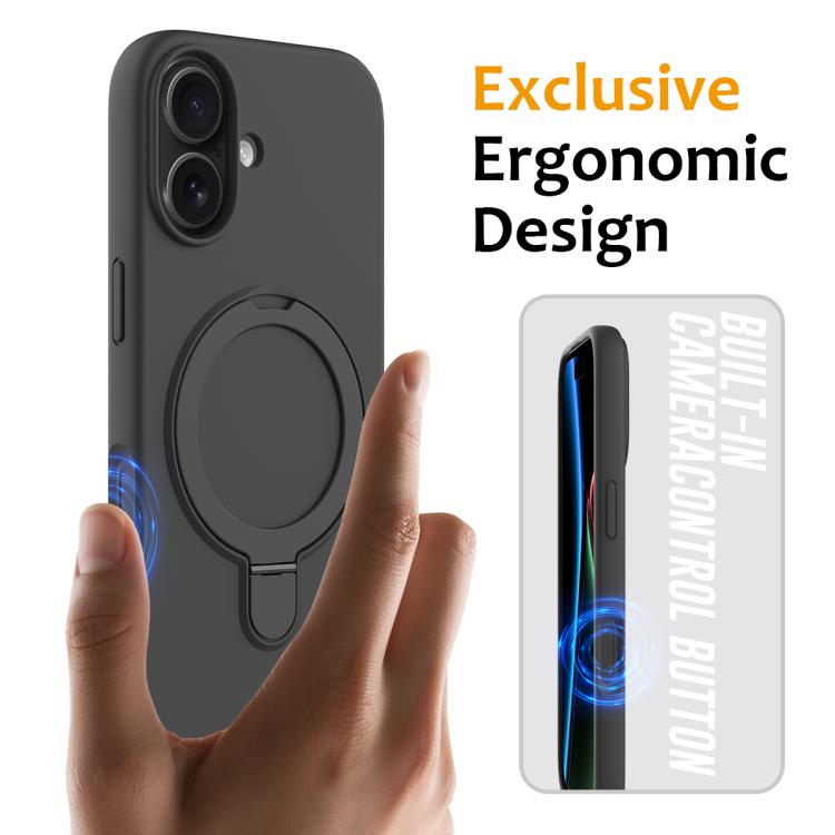 For iPhone 17 Liquid Silicone MagSafe Magnetic Phone Case with Ring Holder