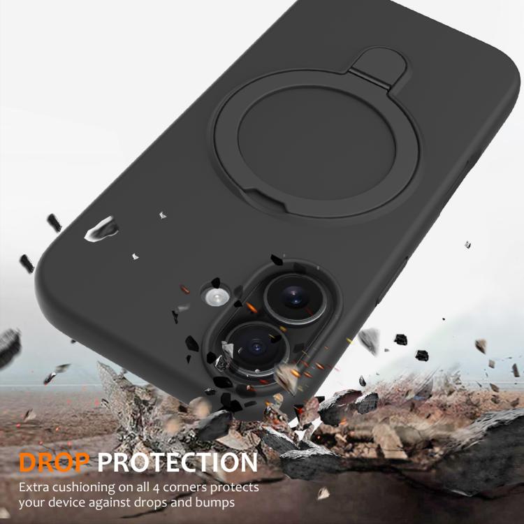 For iPhone 17 Liquid Silicone MagSafe Magnetic Phone Case with Ring Holder