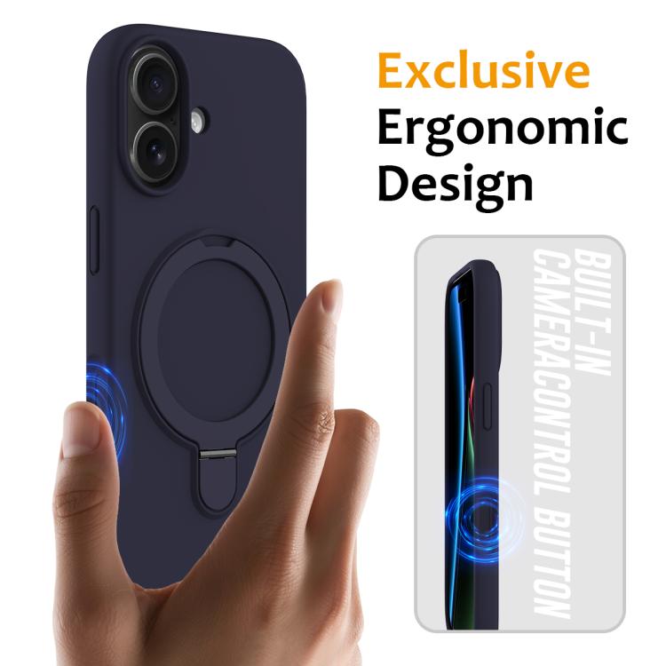 For iPhone 17 Liquid Silicone MagSafe Magnetic Phone Case with Ring Holder