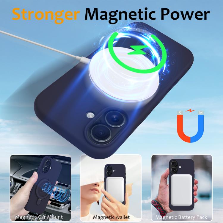 For iPhone 17 Liquid Silicone MagSafe Magnetic Phone Case with Ring Holder