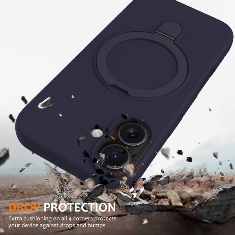 For iPhone 17 Liquid Silicone MagSafe Magnetic Phone Case with Ring Holder