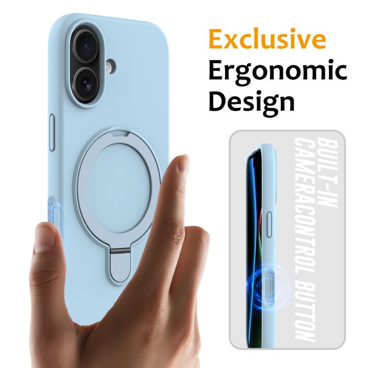 For iPhone 17 Liquid Silicone MagSafe Magnetic Phone Case with Ring Holder