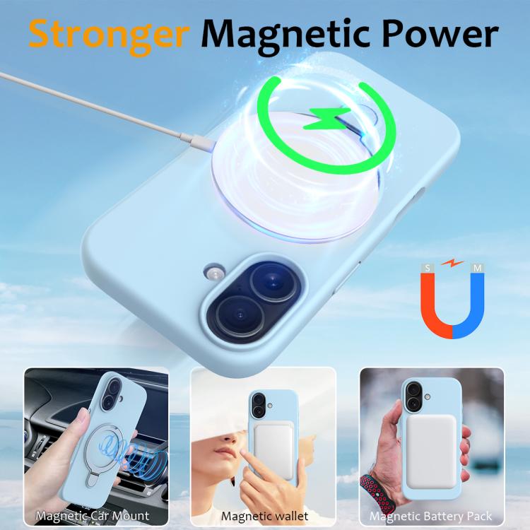 For iPhone 17 Liquid Silicone MagSafe Magnetic Phone Case with Ring Holder