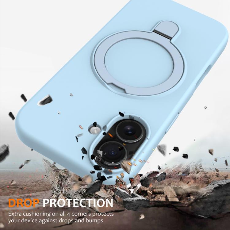 For iPhone 17 Liquid Silicone MagSafe Magnetic Phone Case with Ring Holder