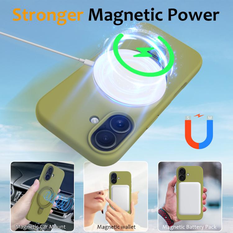 For iPhone 17 Liquid Silicone MagSafe Magnetic Phone Case with Ring Holder