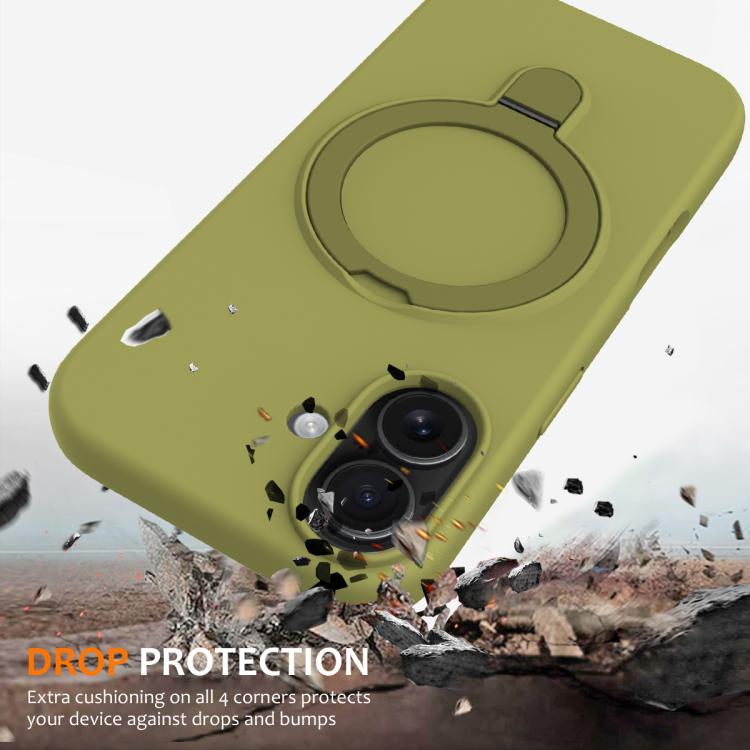 For iPhone 17 Liquid Silicone MagSafe Magnetic Phone Case with Ring Holder