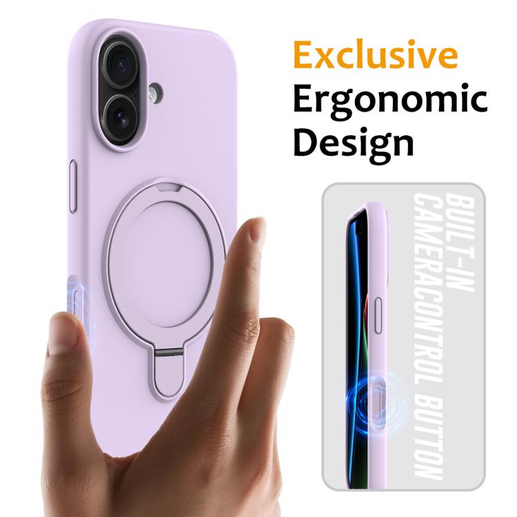 For iPhone 17 Liquid Silicone MagSafe Magnetic Phone Case with Ring Holder