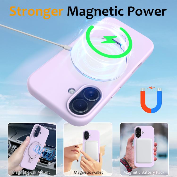 For iPhone 17 Liquid Silicone MagSafe Magnetic Phone Case with Ring Holder