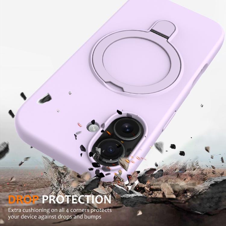For iPhone 17 Liquid Silicone MagSafe Magnetic Phone Case with Ring Holder