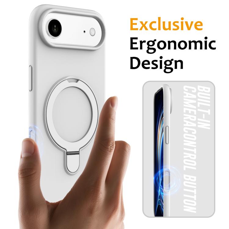 For iPhone Air Liquid Silicone MagSafe Magnetic Phone Case with Ring Holder