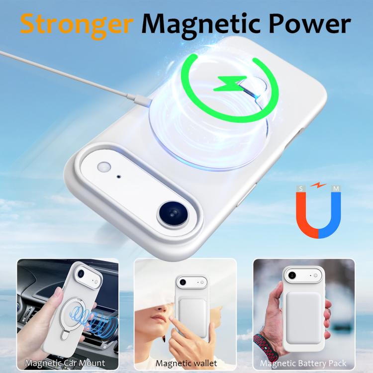 For iPhone Air Liquid Silicone MagSafe Magnetic Phone Case with Ring Holder