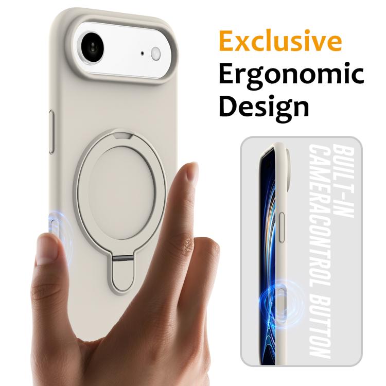 For iPhone Air Liquid Silicone MagSafe Magnetic Phone Case with Ring Holder