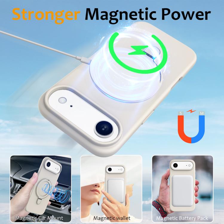 For iPhone Air Liquid Silicone MagSafe Magnetic Phone Case with Ring Holder