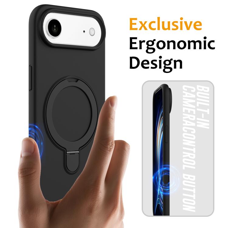 For iPhone Air Liquid Silicone MagSafe Magnetic Phone Case with Ring Holder