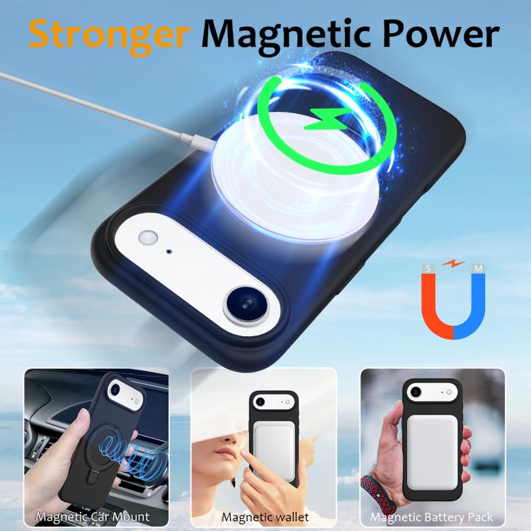For iPhone Air Liquid Silicone MagSafe Magnetic Phone Case with Ring Holder