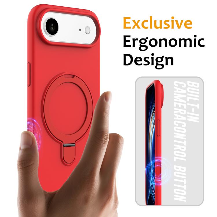 For iPhone Air Liquid Silicone MagSafe Magnetic Phone Case with Ring Holder