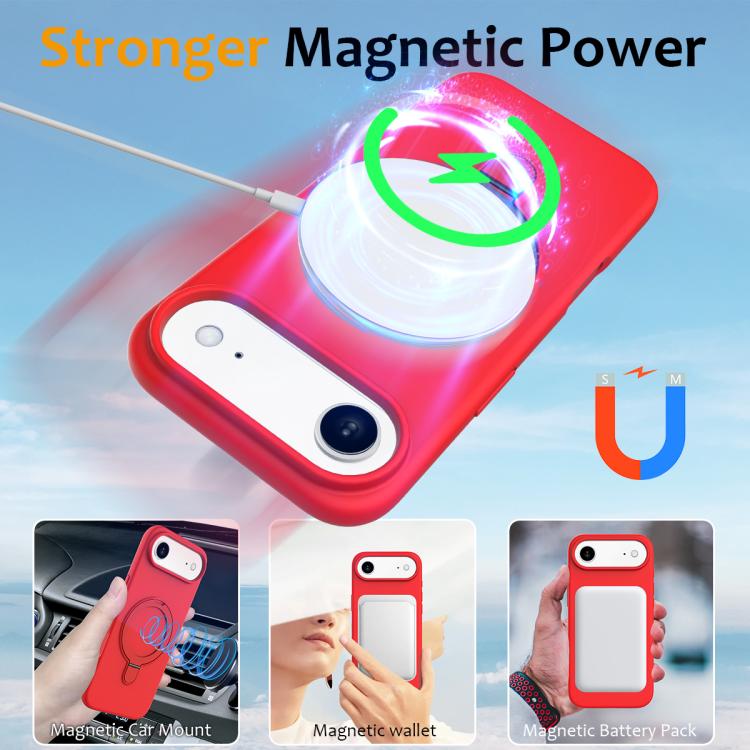 For iPhone Air Liquid Silicone MagSafe Magnetic Phone Case with Ring Holder