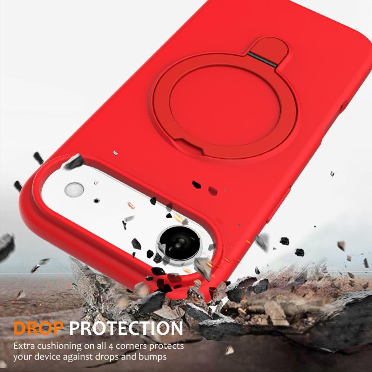 For iPhone Air Liquid Silicone MagSafe Magnetic Phone Case with Ring Holder