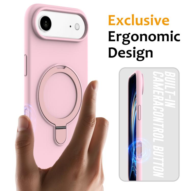 For iPhone Air Liquid Silicone MagSafe Magnetic Phone Case with Ring Holder