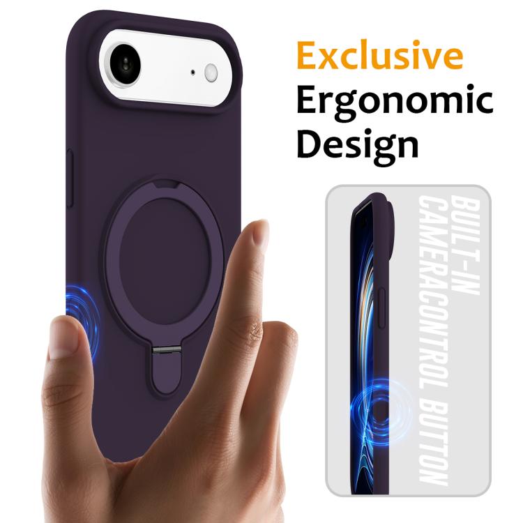 For iPhone Air Liquid Silicone MagSafe Magnetic Phone Case with Ring Holder