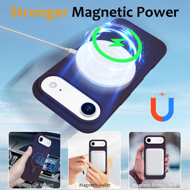 For iPhone Air Liquid Silicone MagSafe Magnetic Phone Case with Ring Holder