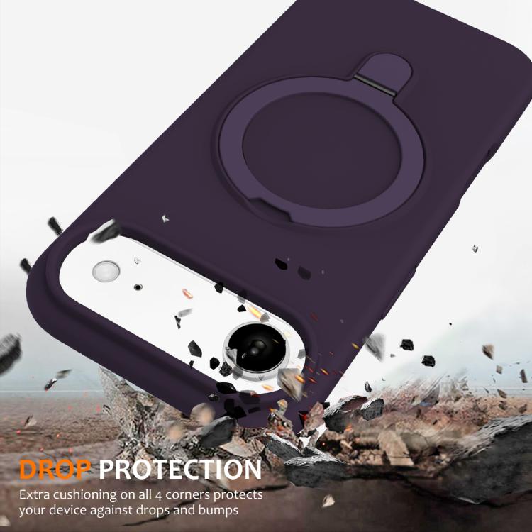 For iPhone Air Liquid Silicone MagSafe Magnetic Phone Case with Ring Holder