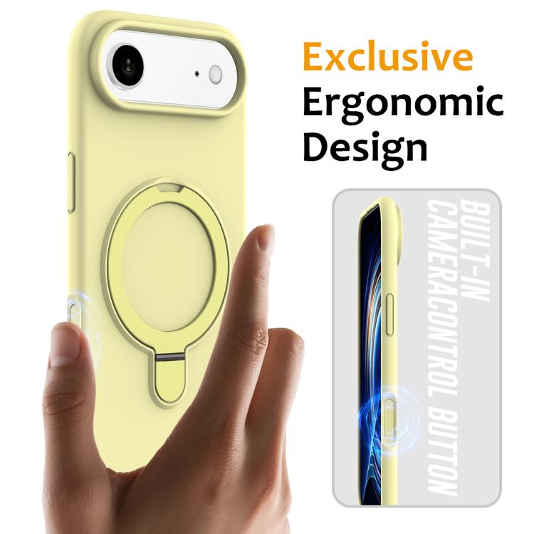 For iPhone Air Liquid Silicone MagSafe Magnetic Phone Case with Ring Holder