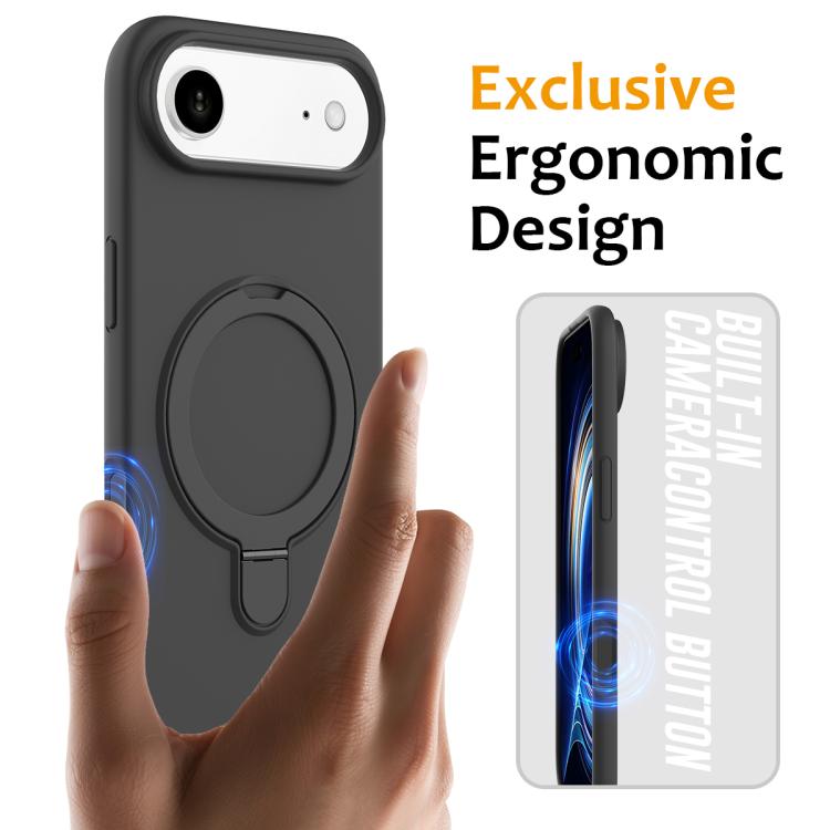 For iPhone Air Liquid Silicone MagSafe Magnetic Phone Case with Ring Holder