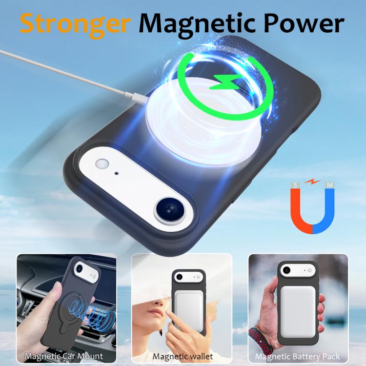 For iPhone Air Liquid Silicone MagSafe Magnetic Phone Case with Ring Holder